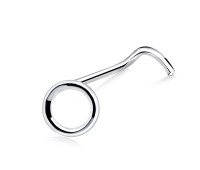 Ring Shaped Silver Curved Nose Stud NSKB-41